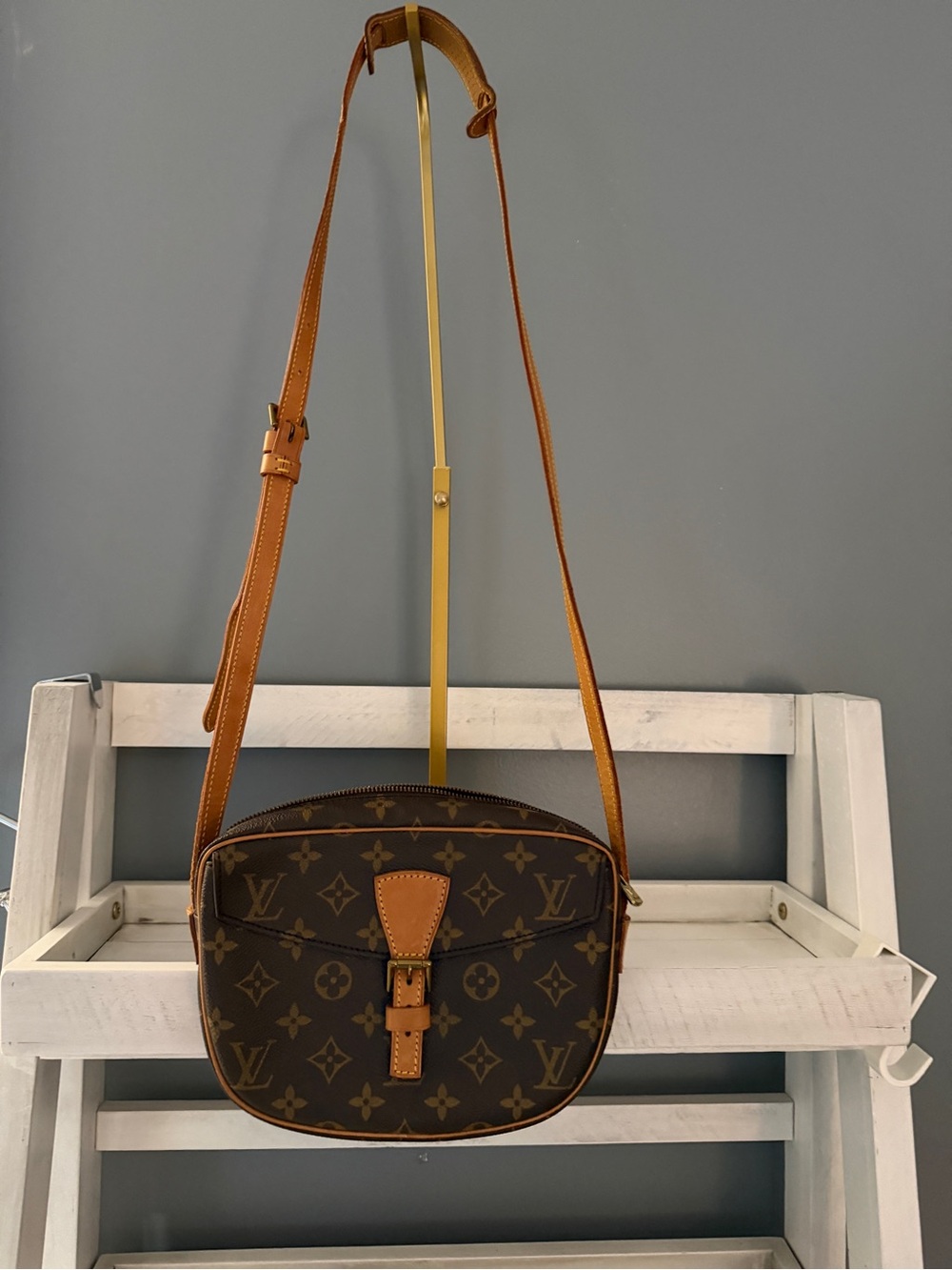 Louis Vuitton Brown Monogram Canvas Crossbody with Tan Strap